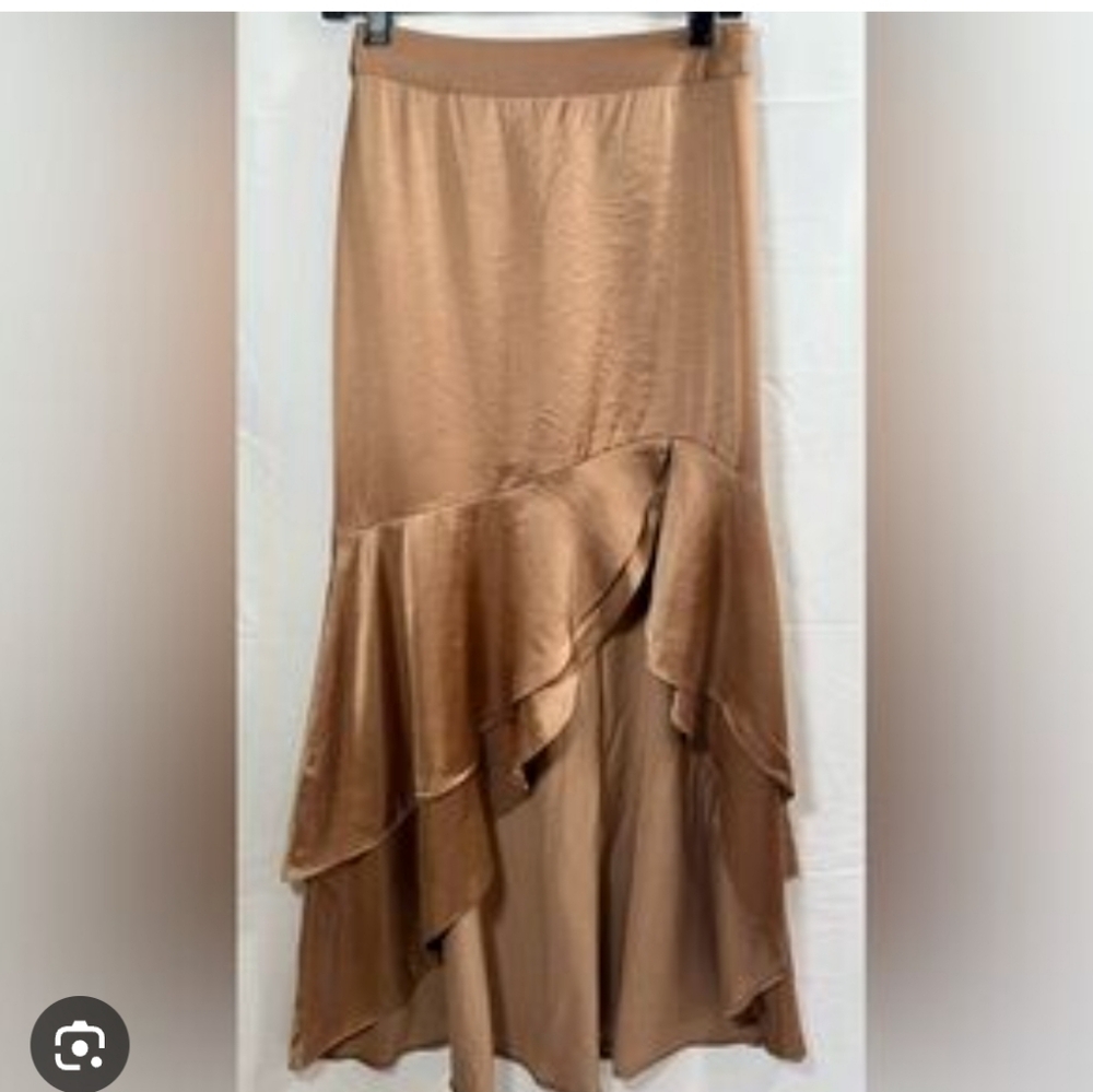 Express Satin Asymmetrical Ruffle Midi Skirt NWT Size 8